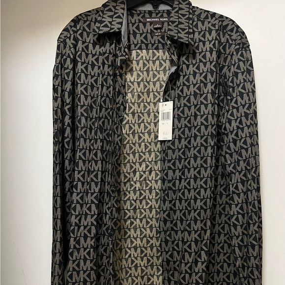 Michael Kors Other - Michael Kors Black / Tan Button Down All Over Logo Men’s S Slim Fit NWT $128.00